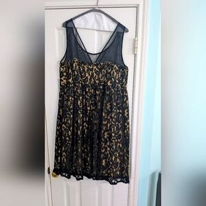 Elegant Black and Gold Lace Dress